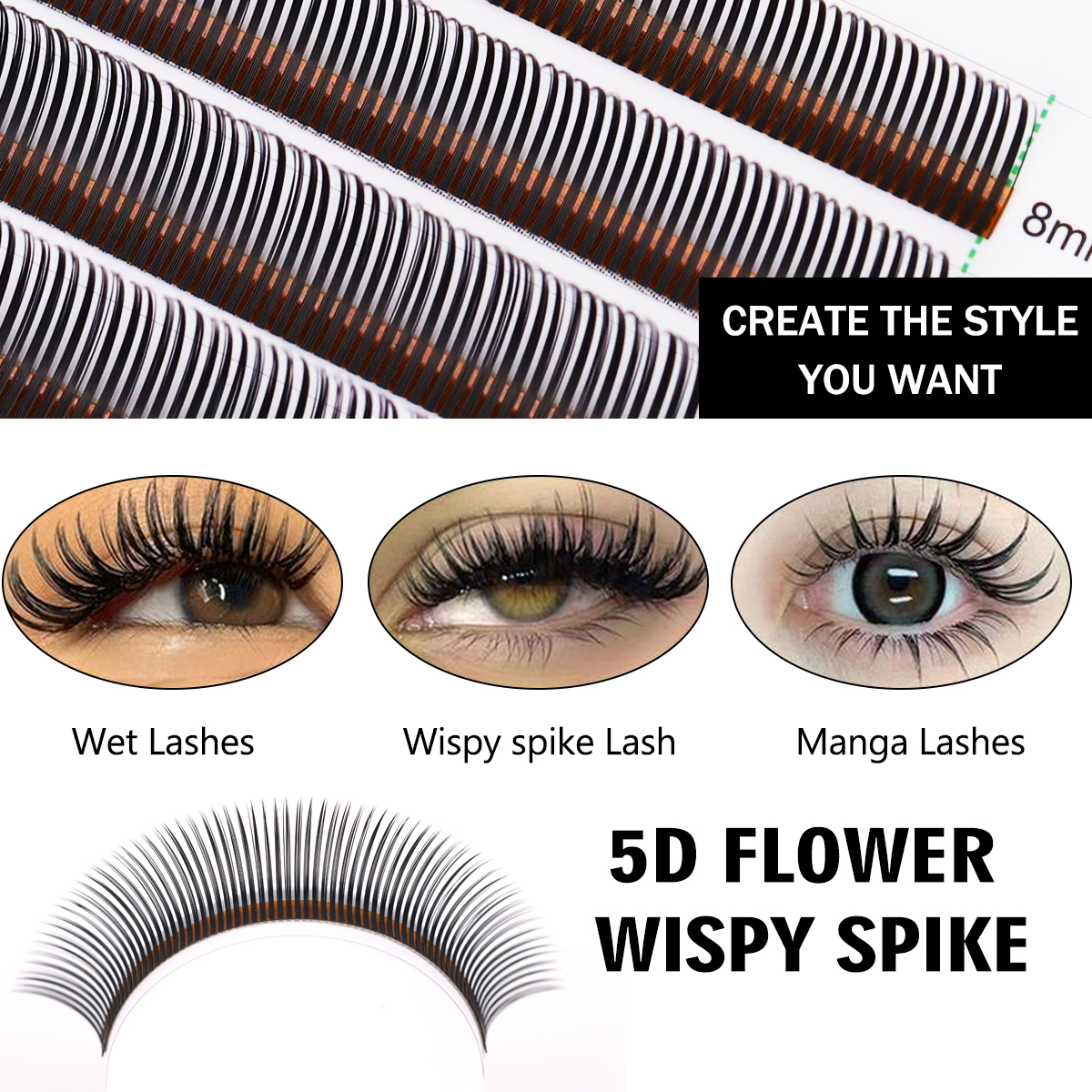 Eyelash Extension Wet Look - Lashprofessor Brown&Black Flower Spike Eyelash Extension