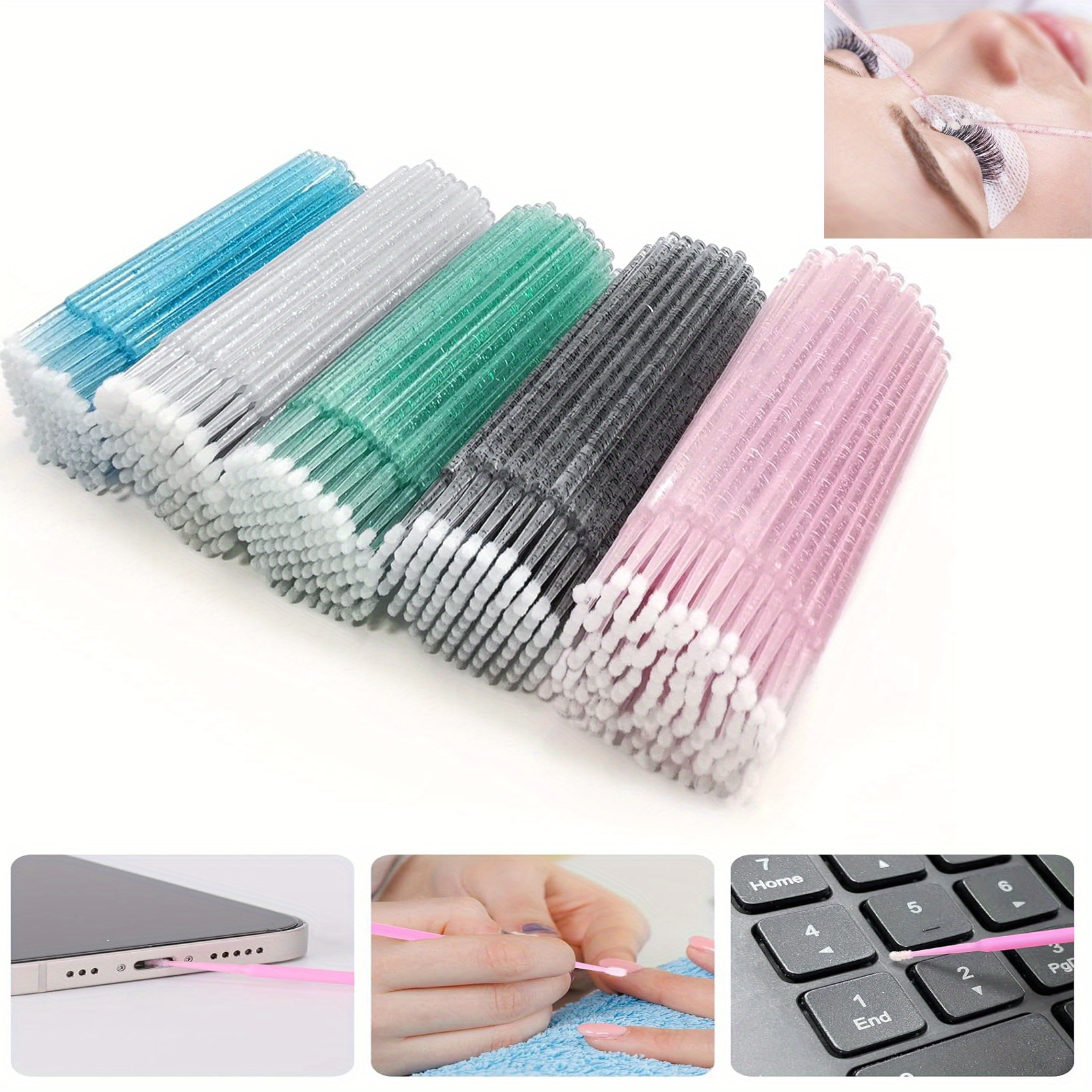 Eyelash Extension Adhesive - 500PCS 5-Color Coded Micro Brushes -