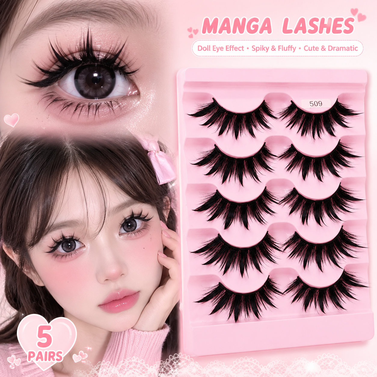 Eyelash Extension Wet Look - Yiernuo 1/5 Pairs Cosplay Anime Eyelashes