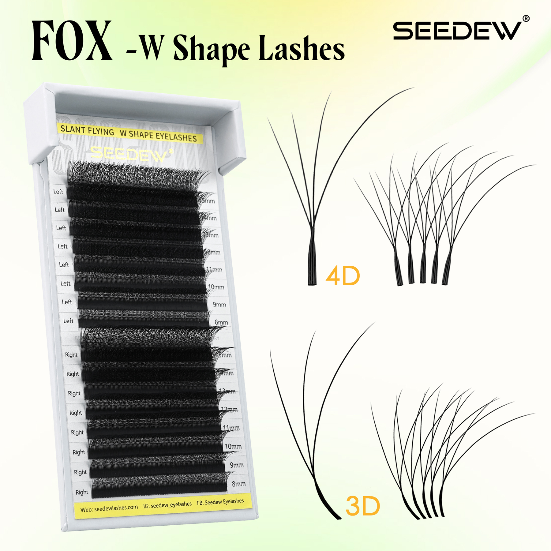 SEEDEW Fox 3D 4D Eyelash Exten - Eyelash Extension Cat Eye Wispy recension och pris