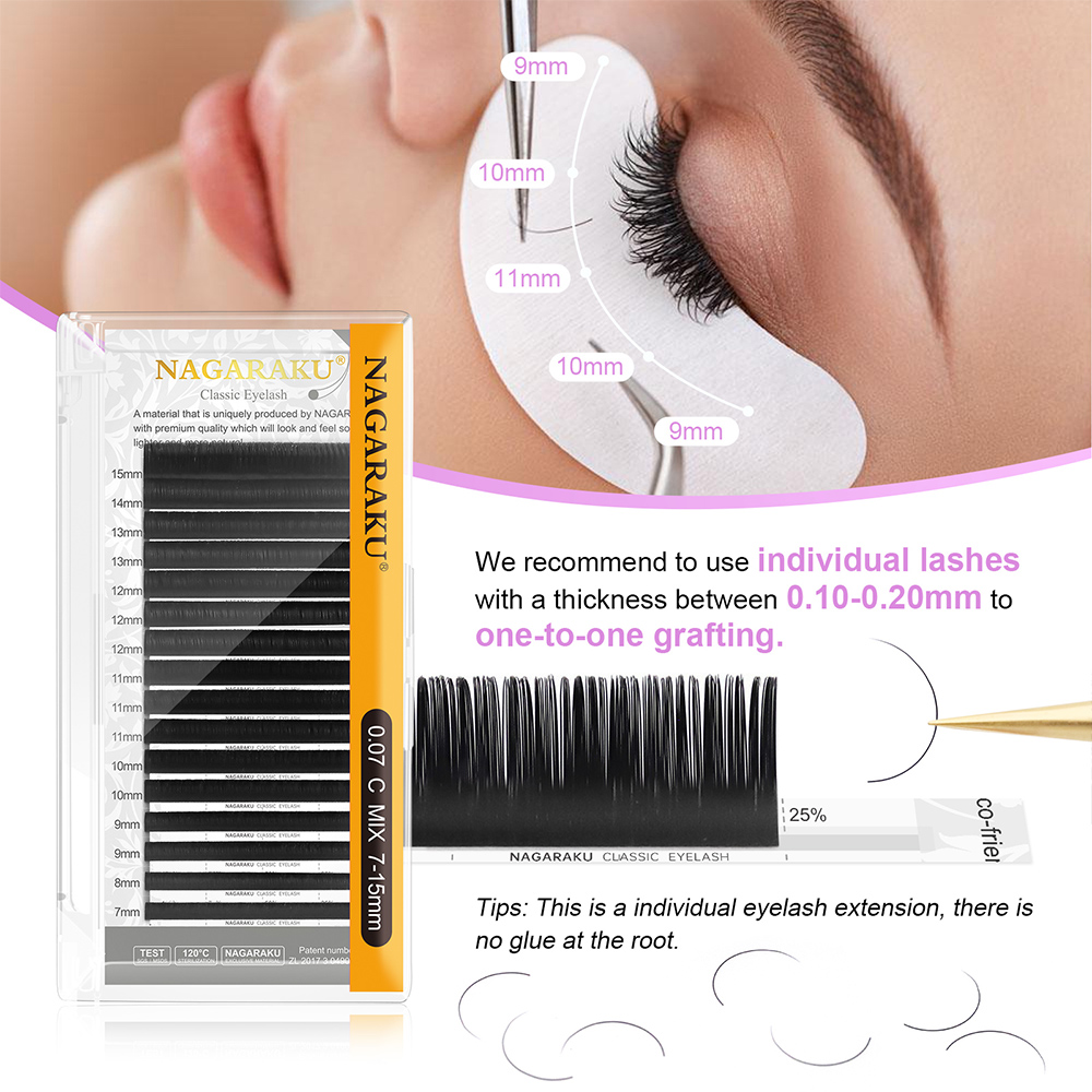 NAGARAKU 6 Cases Classic Mix E - Eyelash Extension Natural Classic recension och pris