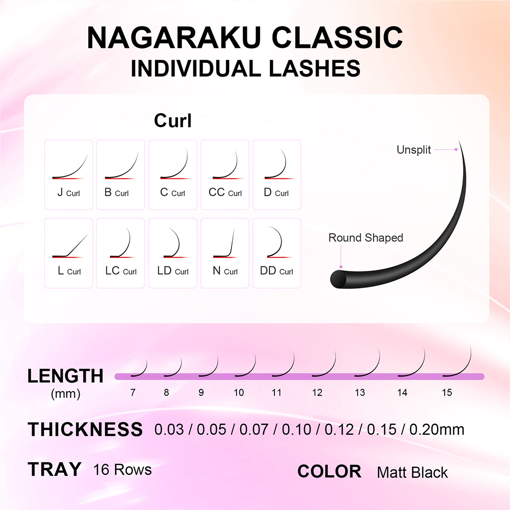 NAGARAKU 6 Cases Classic Mix E - Eyelash Extension Natural Classic recension och pris