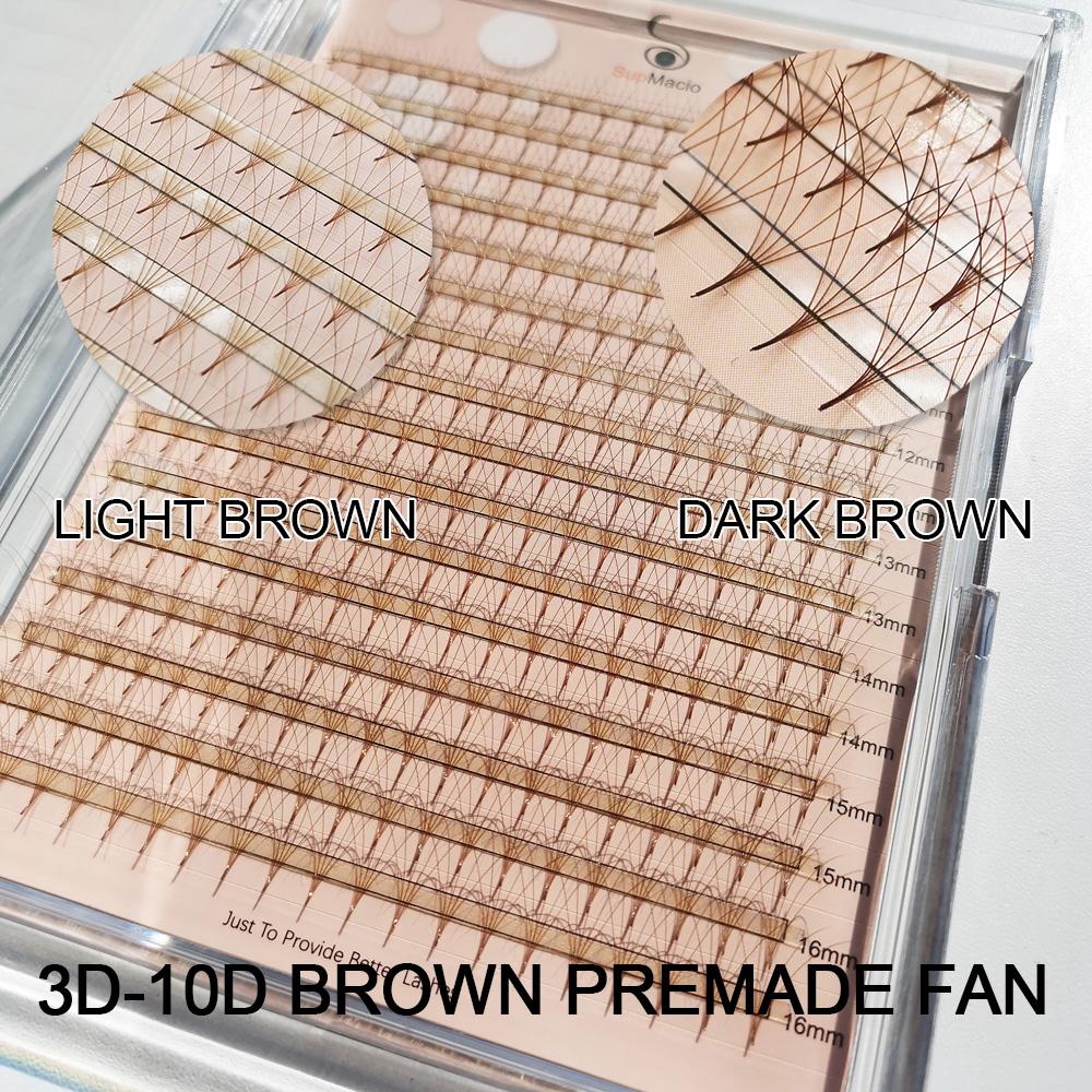 SupMacio Brown Premade fans Ey - Eyelash Extension Japan recension och pris