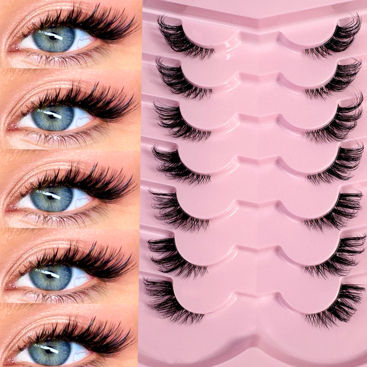 7Pairs Half Eye Lashes Natural - Eyelash Extension Cat Eye Wispy recension och pris