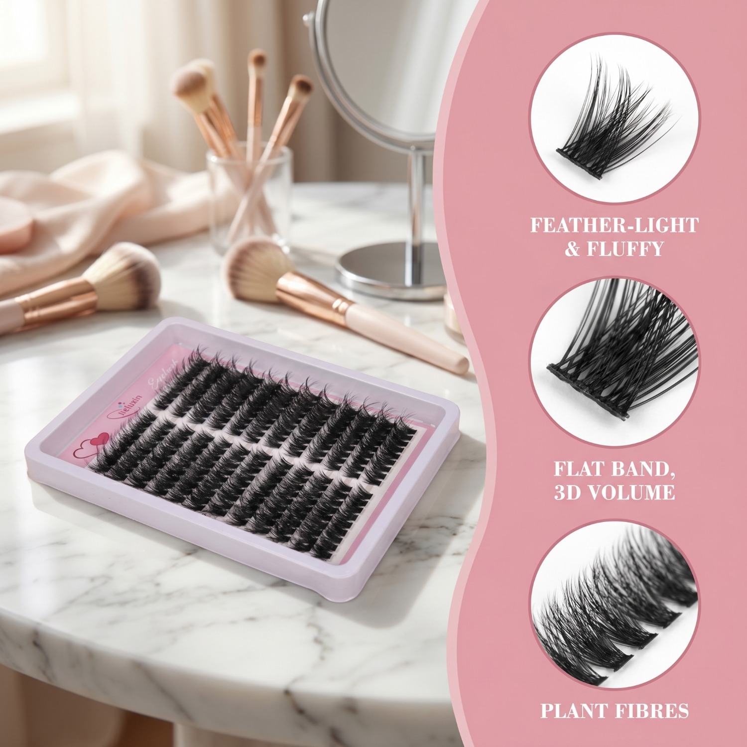 Fluffy Volume Cluster Lashes C - Eyelash Extension Cat Eye Wispy recension och pris