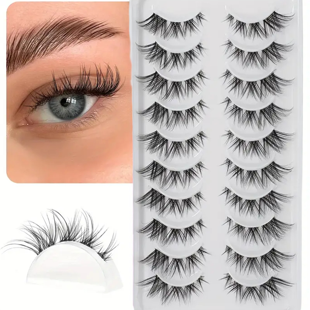 10 Pairs False Eyelashes Clust - Eyelash Extension Cat Eye Wispy recension och pris
