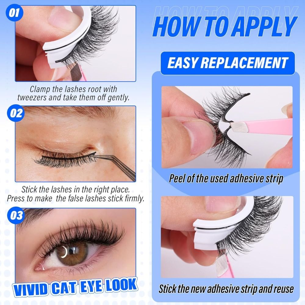 Pre Glued Self Adhesive Eyelas - Eyelash Extension Cat Eye Wispy recension och pris