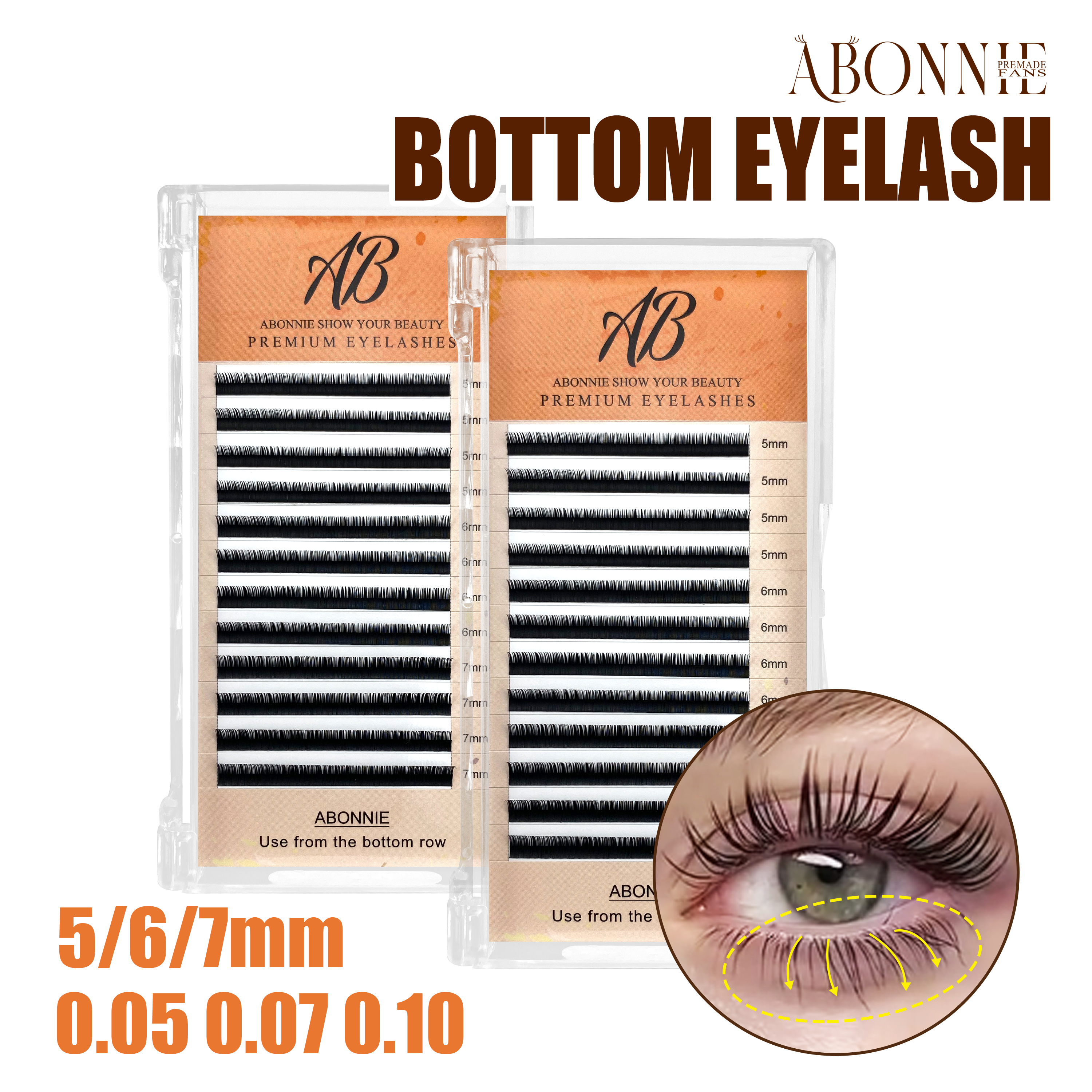 ABONNIE Brown Black Lower Lash - Eyelash Extension Japan recension och pris