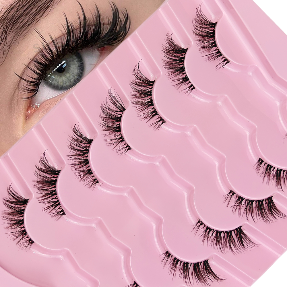 7 Pairs Half Lashes With Clear - Eyelash Extension Cat Eye Wispy recension och pris