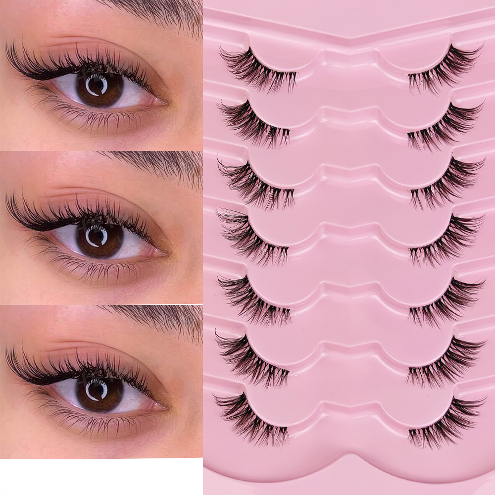 7 Pairs Half Lashes With Clear - Eyelash Extension Cat Eye Wispy recension och pris
