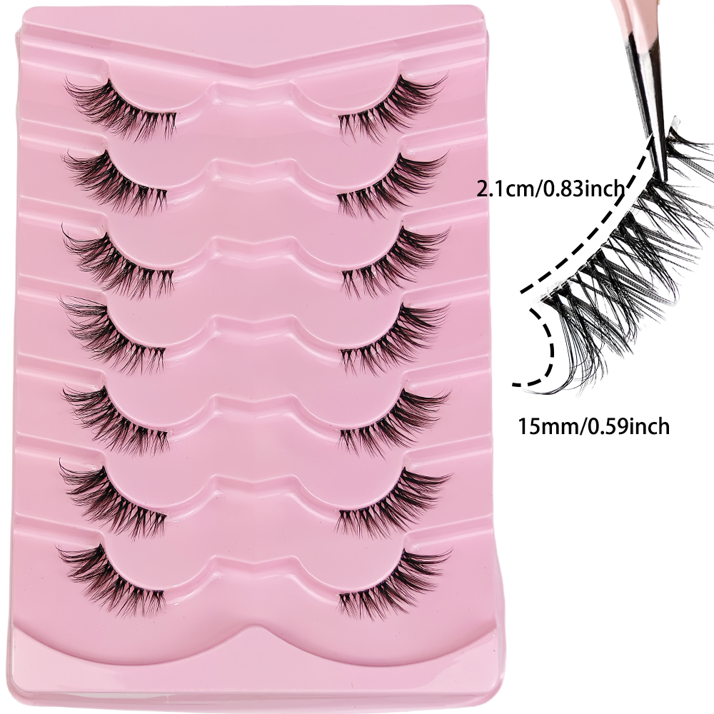 7 Pairs Half Lashes With Clear - Eyelash Extension Cat Eye Wispy recension och pris
