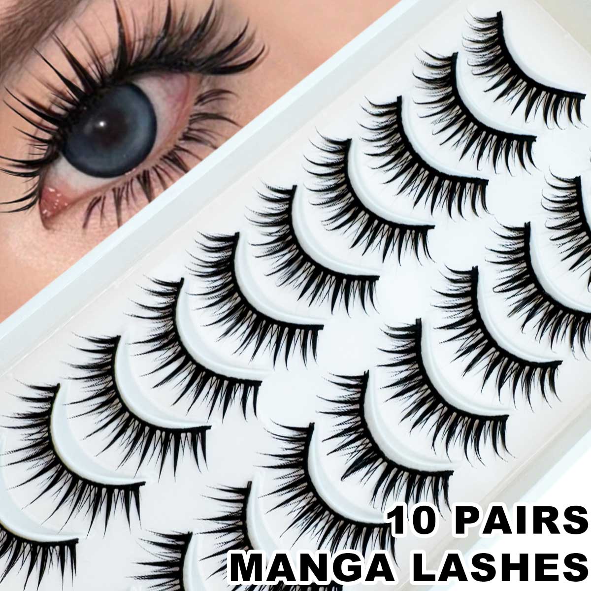 10 Pairs Thai Style Cat Eye La - Eyelash Extension Wet Look recension och pris